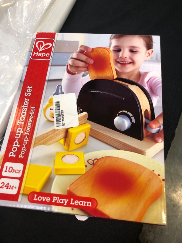 Photo 2 of Hape Wooden Black Pop up Toaster Set| Pretend Play Kitchen Playset with Toast, Butter and Honey for Preschoolers Ages 3 Years and Up