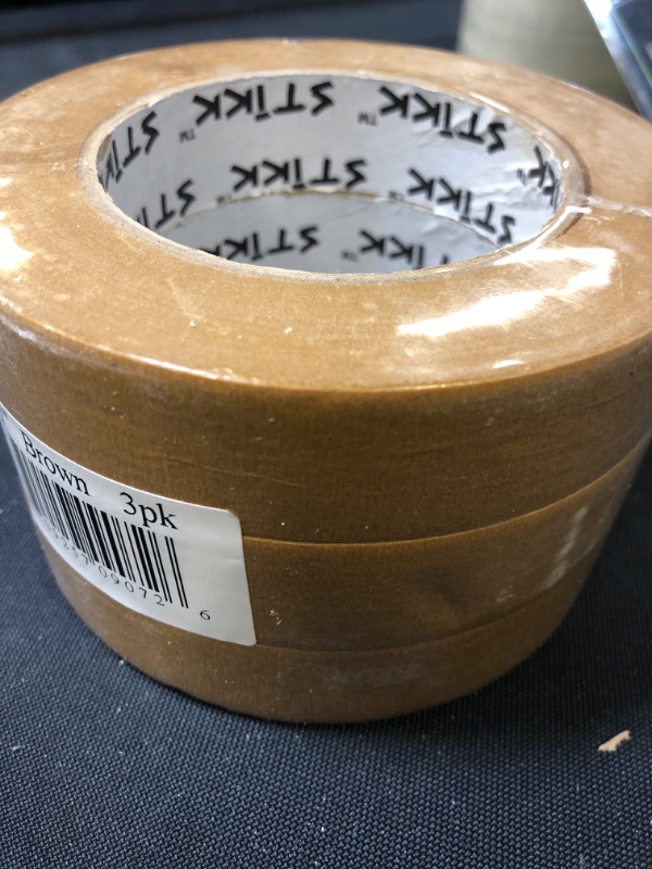 Photo 2 of 3 Pack 1" inch x 60yd STIKK Brown Painters Tape 14 Day Easy Removal Trim Edge Finishing Decorative Marking Masking Tape (.94 in 24MM)