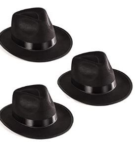 Photo 1 of Funny Party Hats Black Gangster Hat - Black Fedora Hats - Costume Hats - Costume Accessories
