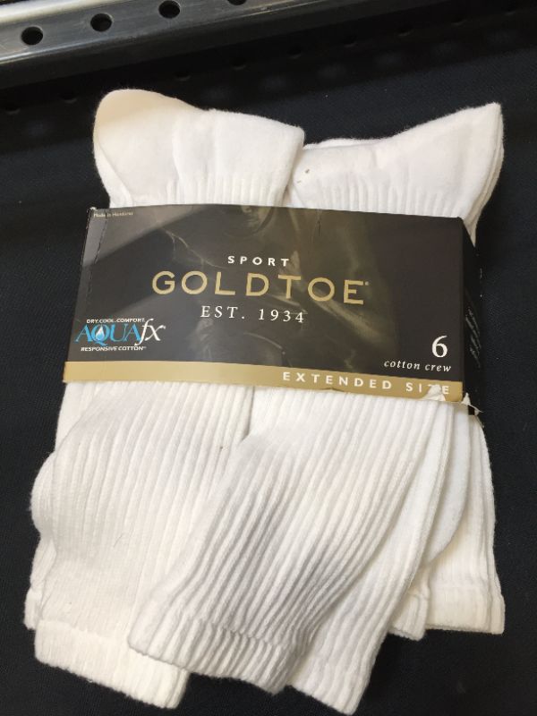 Photo 2 of Gold Toe Men's Cotton Crew Extended 656SE Athletic Socks,White,13-15
