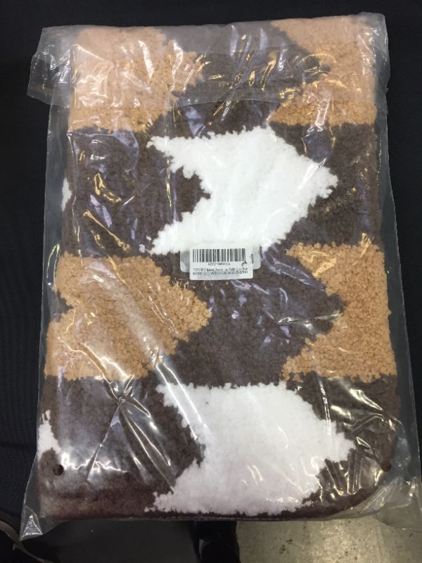 Photo 1 of TWINRUN Bathroom Rugs, Anti-Slip Fluffy Soft Plush Microfiber Shower Rug, Absorbent Bath Mat Set for Bathroom (20"X32", Yellow&White&Coffee)