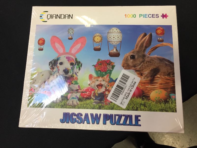 Photo 2 of Jigsaw Puzzles 1000 Pieces Cute Animals, 29.5" x 19.7" Gifts Home Decoration, Dog Cats Rabbit Dinosaur Egg Hot Air Balloon Cartoons for Kids Large Puzzle Game Toys