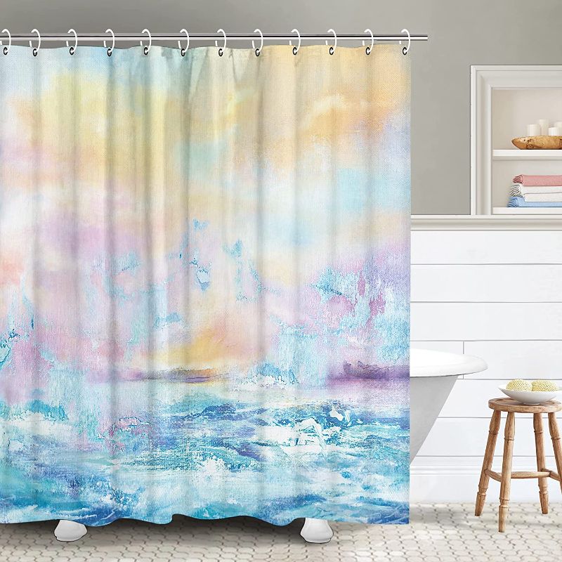 Photo 1 of RosieLily Abstract Shower Curtain, Colorful Shower Curtains Set with 12 Hooks, Decor Waterproof Bathroom Curtain, 72”x78”