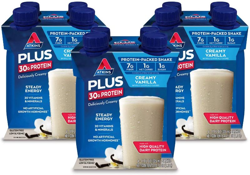 Photo 1 of Atkins PLUS Protein-Packed Shake. Creamy Vanilla with 30 Grams of Protein. Keto-Friendly and Gluten Free. (12 Shakes) EXP 10/2022