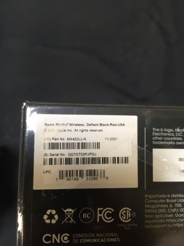 Photo 2 of Beats Studio3 Wireless Noise Cancelling Over-Ear Headphones - Apple W1 Headphone Chip, Class 1 Bluetooth, 22 Hours of Listening Time, Built-in Microphone - Defiant Black-Red (Latest Model) ---- FACTORY SEALED 
