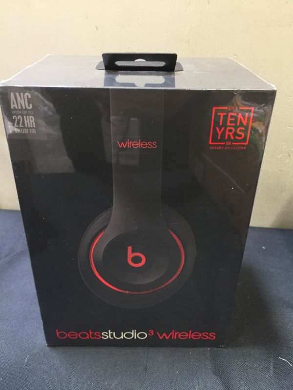 Photo 4 of Beats Studio3 Wireless Noise Cancelling Over-Ear Headphones - Apple W1 Headphone Chip, Class 1 Bluetooth, 22 Hours of Listening Time, Built-in Microphone - Defiant Black-Red (Latest Model) ---- FACTORY SEALED 
