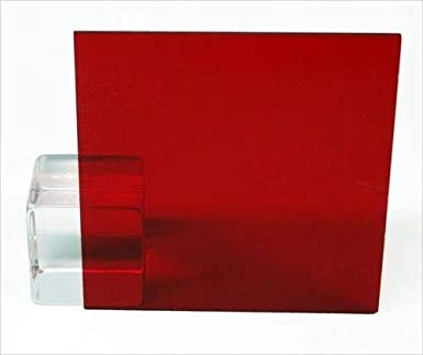 Photo 1 of 1/8" (3mm) Dark Red Translucent Acrylic Plexiglass Sheet 12"x12" Cast (0.118") Thick Nominal Size AZM *----- HAS PROTECTIVE COVERING 
