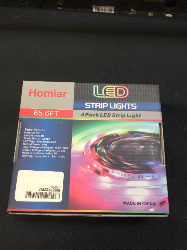 Photo 3 of 65.6FT LED Strip Lights, Homiar Smart 5050 RGB Light Strips, 360LEDs Color Changing Tape Lights, Music Sync Rope Lights Kit with 40 Keys IR Remote Control for Party Home Holiday Decoration - 4 Pack
