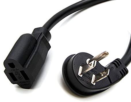 Photo 1 of 1-Foot Flat Plug Angled Extension Power Cable 16 AWG, UL Listed (Ultra Low Profile 1 Foot) --- 3 PACK 