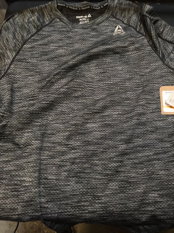 Photo 1 of Reebok Men's Supersonic Crewneck Workout T-Shirt Designed with Performance Material - Black Push Press, Medium