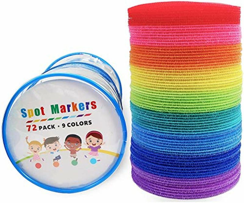 Photo 1 of Aaskuu Carpet Floor Spots Markers Sit Circles Spot Dots for Teachers and Kids 4 Inch 72 Pack Flexible Floor Classroom Seating Rug Mats for Preschool Kindergarten Organization