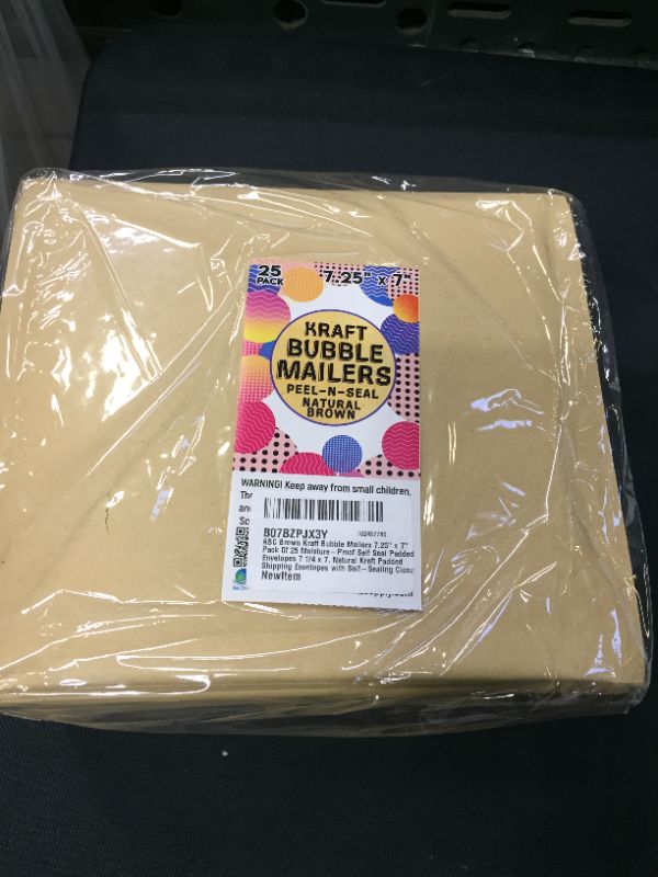 Photo 2 of ABC Brown Kraft Bubble Mailers 7.25” x 7” Pack Of 25 Moisture-Proof Self Seal Padded Envelopes 7 1/4 x 7, Natural Kraft Padded Shipping Envelopes with Self-Sealing Closure