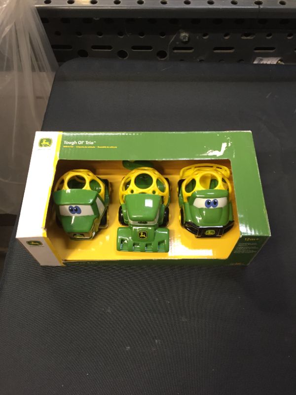 Photo 1 of Bright Starts Oball Go Grippers John Deere Construction Crusiers Trailer Set Push Vehicle Set, Tough Ol' Trio, Ages 12 Months and up