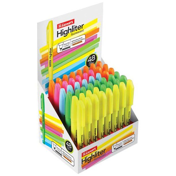 Photo 1 of Highlighters - 48 Count Assorted Fluorescent Colors Chisel Tip 