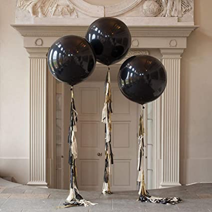 Photo 1 of 36 Inch Glitz and Glam Tassel Tail Black Giant Balloon for Halloween Party Wedding Decoration (3 Pack)