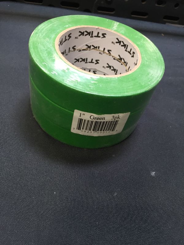 Photo 2 of 3pk 1" 24mm x 60yd STIKK Green Painters Masking Tape 14 Day Easy Removal