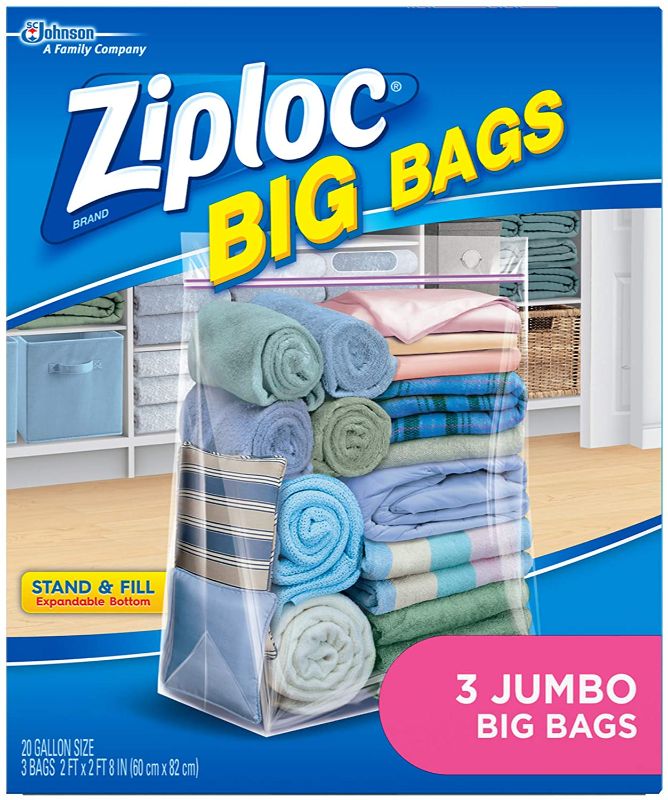 Photo 1 of Ziploc Big Bag Double Zipper Jumbo Big Bags, 3 Count
2 pack 