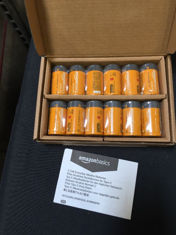 Photo 2 of Amazon Basics 12 Pack C Cell All-Purpose Alkaline Batteries, 5-Year Shelf Life, Easy to Open Value Pack
