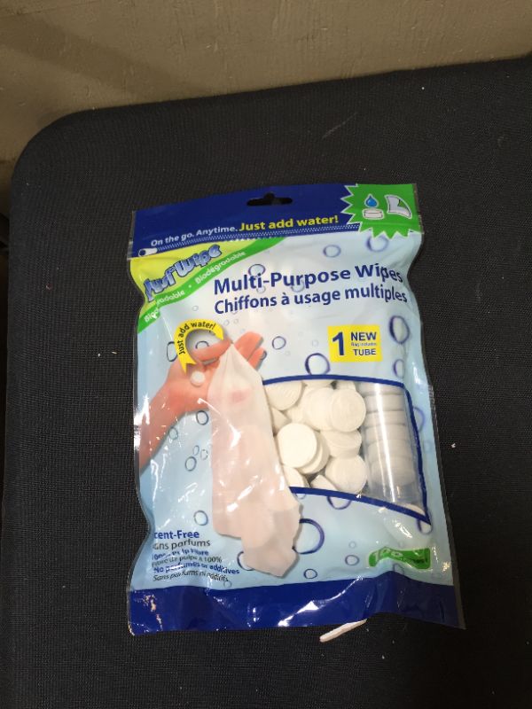 Photo 3 of WYSI Multi-Purpose Expandable Wipes, Just Add Water - 100 Compressed Tablets and Travel Tube
