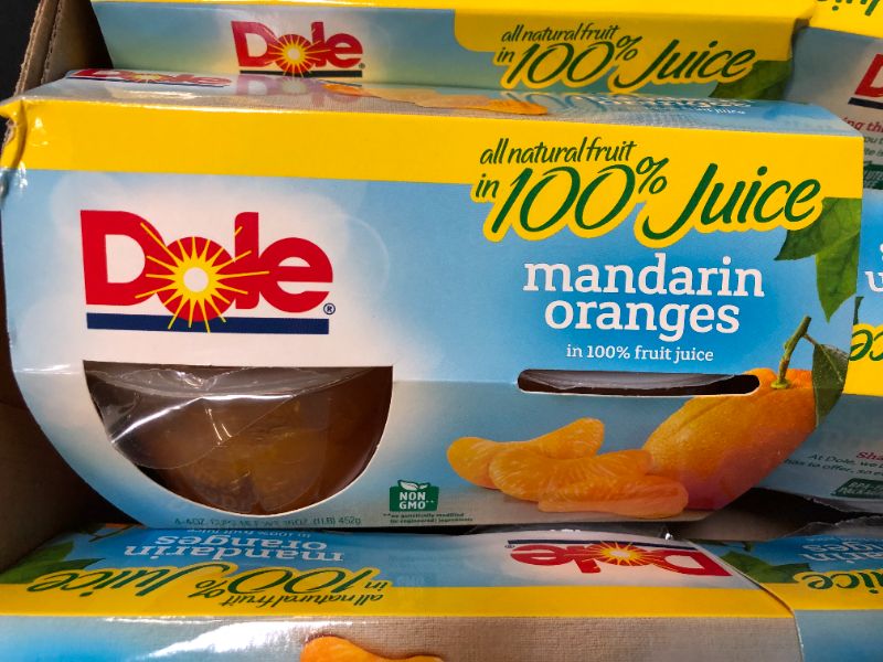 Photo 3 of Dole Fruit Bowls Mandarin Oranges in 100% Juice, Gluten Free Healthy Snack, 4 Oz, 24 Total Cups--May 2022 best by 
