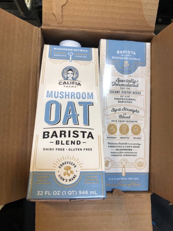 Photo 3 of Califia Farms - Mushroom Oat Milk, Barista Blend, 32 Oz | Dairy Free | Creamer | Vegan | Plant Based | Gluten-Free | Non-GMO | Shelf Stable--bb Jan 2022