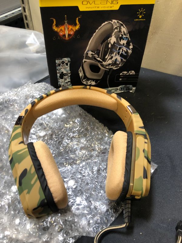 Photo 2 of OVLENG Camouflage Gaming Headset with Microphone,PS4 Headset
