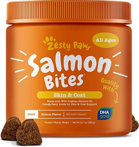 Photo 1 of Salmon Fish Oil Omega 3 for Dogs - With Wild Alaskan Salmon Oil - Anti Itch Skin & Coat + Allergy Support - Hip & Joint + Arthritis Dog Supplement - Natural Omega-3 & 6 + EPA & DHA - 90 Chew Treats--April 2022

