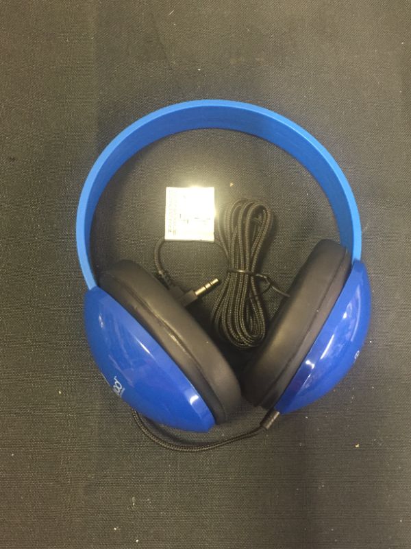 Photo 2 of Heavy-Duty Kids' Headphone W/ Tangle-Free Fabric Cord-Blue