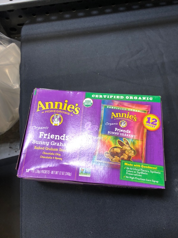 Photo 2 of Annie's Organic Friends Bunny Graham Snacks, Chocolate Chip, Chocolate & Honey, 12 Packets