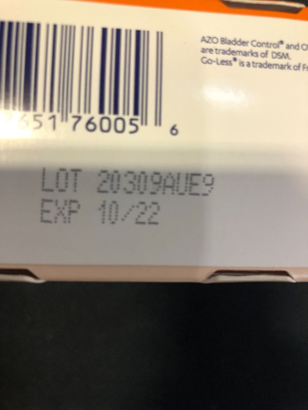 Photo 3 of AZO Bladder Control with Go-Less Daily Supplement Helps Reduce Occasional Urgency Helps reduce occasional leakage due to laughing, sneezing and exercise 72 Capsules---expires Oct 2022 

