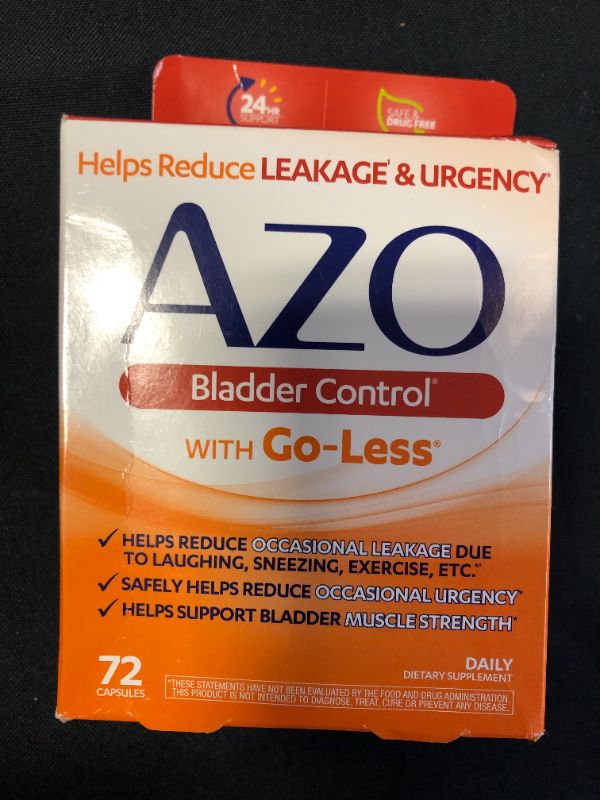 Photo 2 of AZO Bladder Control with Go-Less Daily Supplement Helps Reduce Occasional Urgency Helps reduce occasional leakage due to laughing, sneezing and exercise 72 Capsules---expires Oct 2022 

