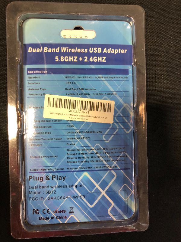 Photo 3 of WiFi Adapter 600mbps?Techkey Wireless USB Adapter Dual Band 2.42GHz/5.8GHz LAN Card 802.11ac Network Card for Desktop Laptop PC Support Windows 10/8.1/8 / 7 / XP/Vista
