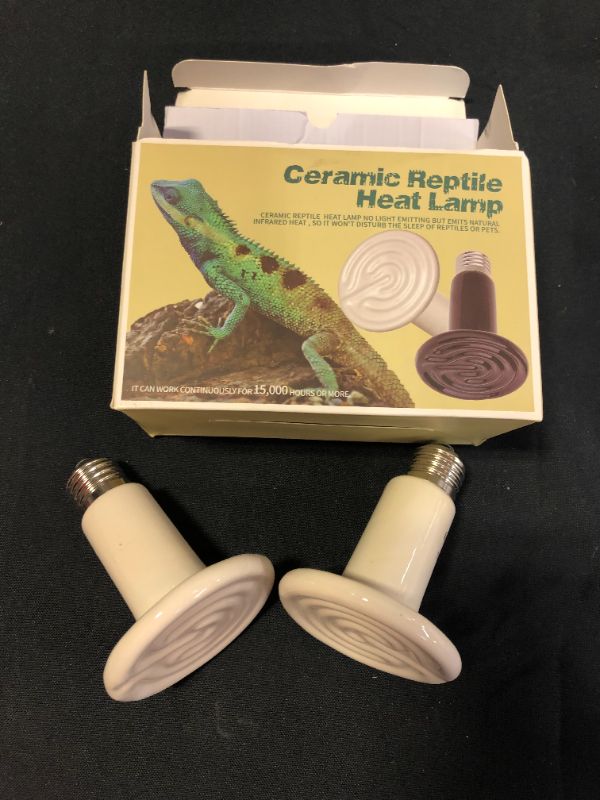 Photo 2 of  150W 2 Pack Ceramic Heat Emitter Bulb, Reptile Heat Lamp Brooder Coop Pet No Light No Harm for Pets Amphibians Hamsters Snakes Birds Poultry Chicken Coop Habitats (White)
