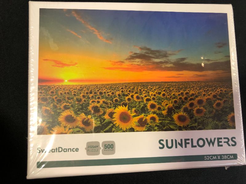 Photo 2 of SweatDance 500 Piece Jigsaw Puzzles for Adults for Kids-Sunflowers in The Field- Puzzle Games Funny Gifts
