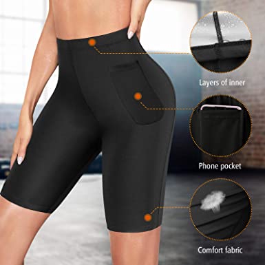 Photo 1 of Cimkiz Sweat Sauna Pants Women Sweat Capris Slimming Leggings for Stomach, High Waist Workout Body Shaper Suits Body Wraps color black size large 
