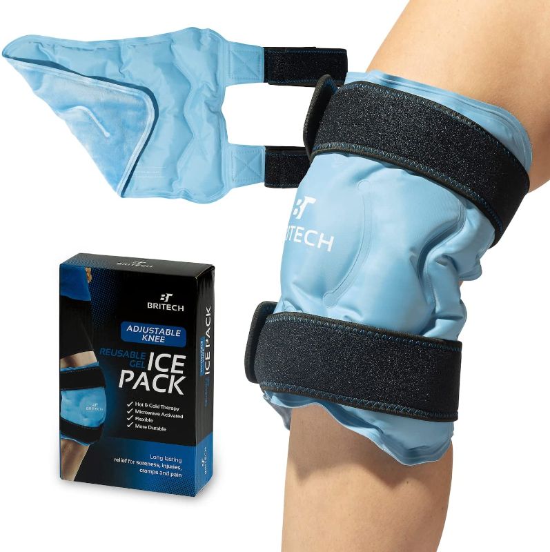 Photo 1 of Britech Knee Ice Pack Wrap with Straps – Knee Braces for Knee Pain Reusable – Knee Compression Sleeve, Hot & Cold Gel Compression Brace for Arthritis Pain, Tendonitis, ACL, Athletic Injury
