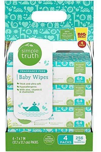 Photo 1 of Simple Truth Fragrance Free Baby Wipes 4 Pack 256 ct
