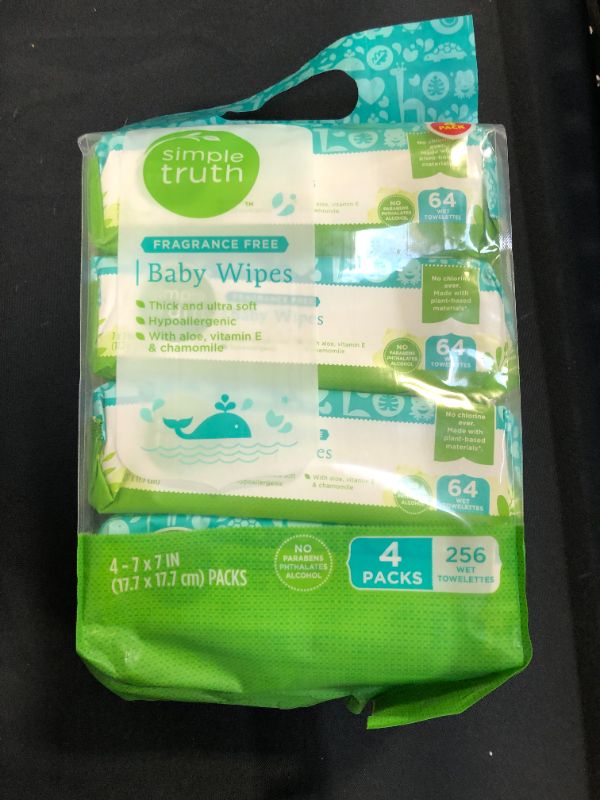 Photo 2 of Simple Truth Fragrance Free Baby Wipes 4 Pack 256 ct
