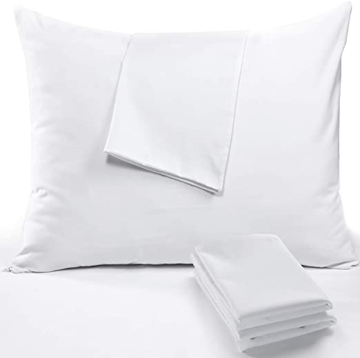 Photo 1 of 8 Pack Pillow Protectors Standard 20x26 Inches Lab Certified Anti Allergy Ultra Fresh Treated 100% Cotton Non Crinkle Quiet Breathable Zipper Covers Cases White
