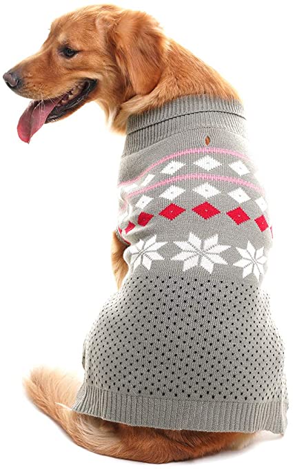Photo 1 of SCENEREAL Dog Sweater Christmas Winter Knitwear Xmas Clothes Classic Warm Coats for Cold Days, Grey L

