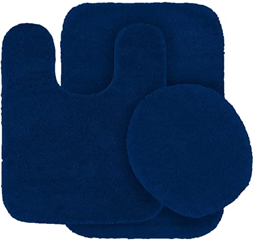 Photo 1 of 3 pc Solid Navy Blue Bathroom Rug Set Bath mats Bath Set Super Soft Anti Slip Soft Mats New
