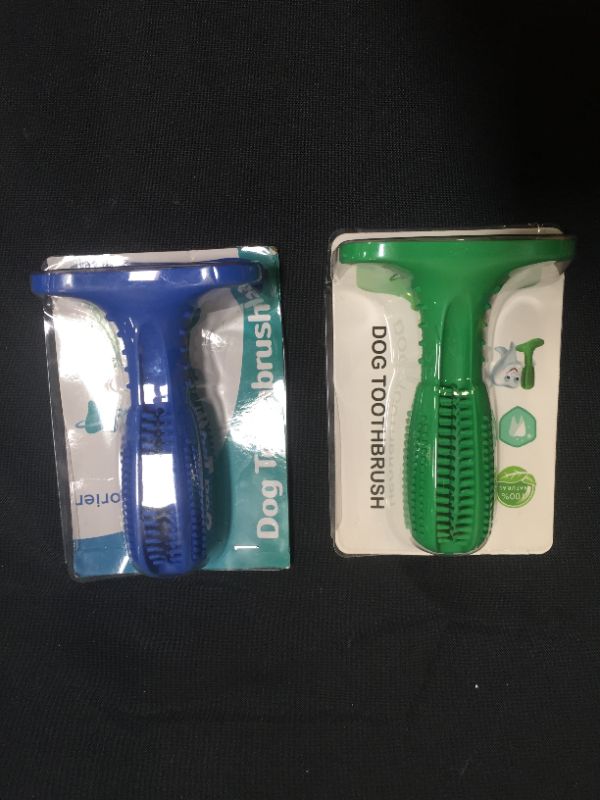 Photo 1 of 2 PCK DOG TOOTHBRUSH BLUE/GREEN