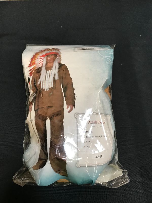 Photo 1 of  Deluxe Men's Native American Fancy Dress Costume ( SIZE : LARGE ) ( DOES NOT INCLUDE HEADBAND )