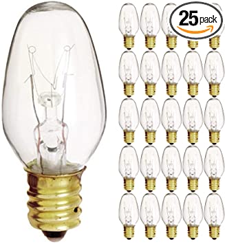 Photo 1 of (25 Pack) 7 Watt 120V Candelabra Base Clear Night Light Bulb, 7C7

