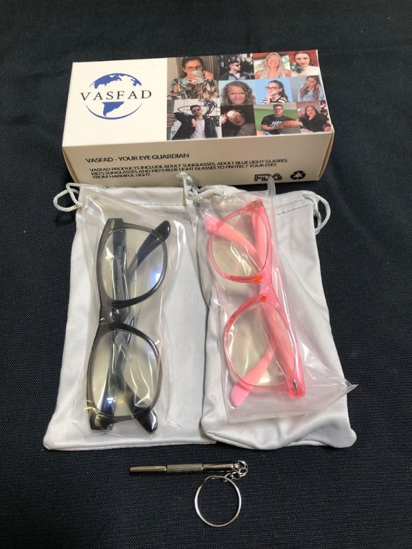 Photo 2 of 2 Pack Kids Blue Light Blocking Glasses Gray and Pink