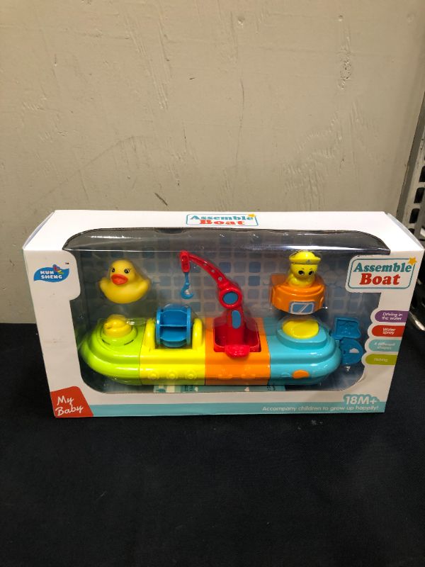 Photo 2 of HOMETTER Bath Toys for Toddlers 12-36 Months, Little Bath Ducky and Boat for 1 2 3 4 5 Year Old Kids, Fun Bathtub Toys
