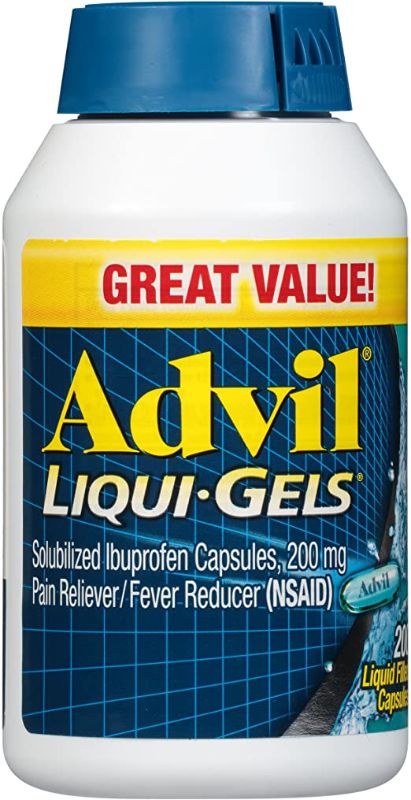 Photo 1 of Advil Liqui-Gels Pain Reliever and Fever Reducer, Medicine for Adults with Ibuprofen 200mg for Headache, Backache, Menstrual and Joint Pain Relief, 200 Count ( EXP: 06/2024)
