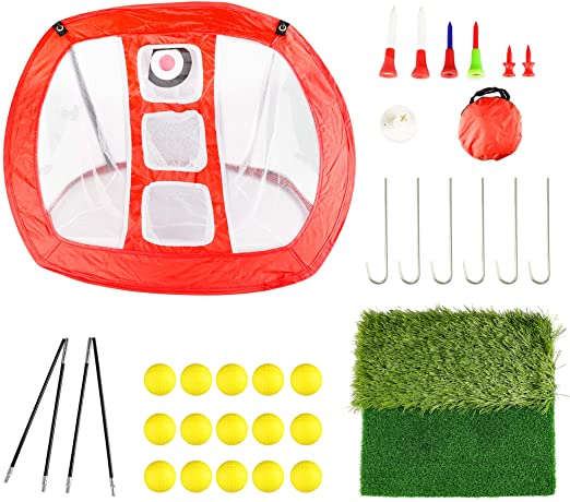 Photo 1 of Asyxstar Golf Chipping Net – Golf Practice nets for Backyard Collapsible 3 Target Driving and Swing Golf net with 15 Foam Balls Golf Accessories for Men Golf Gifts
