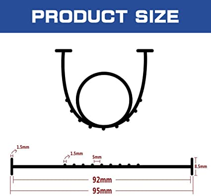 Photo 2 of 16.5 Feet Lenth Garage Door U+O Bottom Weather Stripping Kit Rubber Seal Strip Replacement, Universal Weatherproofing hreshold Buffering Sealing Rubber 5/16"T Ends, 3 3/4" Width(Black)
