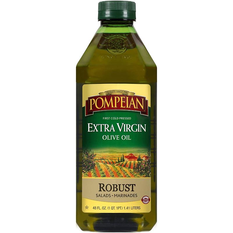 Photo 1 of Pompeian Robust Extra Virgin Olive Oil, First Cold Pressed, Full-Bodied Flavor, Perfect for Salad Dressings & Marinades, 48 FL. OZ.